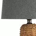 Lampa stołowa do kuchni szaro, jasnobrązowa ARLO w stylu boho z plecionej podstawy i matowego abażuru Eurofirany