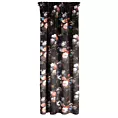 Zasłona czarno, różowa zdobiona nadrukiem roślinnym z welwetu 140x270 cm taśma KAREN Eurofirany