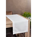 Bieżnik na stół biały 40x180 cm z tkaniny przypominającej płótno STELLA 2 z podwójną listwą na brzegach