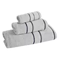 Ręcznik kąpielwoy 50x90 cm bawełniany kolor srebrny z welwetową bordiurą i kontrastującymi paseczkami 500 g/m2 NEL Eurofirany