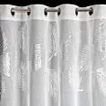 Firana biało, srebrna z etaminy zdobiona nadrukiem liści 140x250 cm przelotka - IDALIA Eurofirany