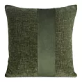 Poszewka na poduszkę 45x45 cm oliwkowa szenilowa zdobiona pionowym pasem z welwetu CARLA 01 Eurofirany
