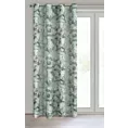 Zasłona miętowo, kremowa z motywem malowanych magnolii 140x250 cm przelotka GRACJA Eurofirany