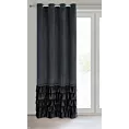 Zasłona czarna zdobiona falbanami i lśniącymi akcentami z welwetu 140x250 cm przelotka CARLI Eurofirany
