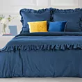 Pościel 220x200 cm bawełniana z makosatyny kolor ciemnoniebieski z falbanami w romantycznym stylu Reina Line Eurofirany