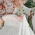 Zasłona biało, ciemnoróżowa ze wzorem letnich kwiatów 140x250 cm przelotka RISA Eurofirany