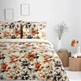 Pościel 140x200 cm bawełniana kolor ciemnokremowy, pomarańczowy z wzorem kwiatowym NIKA 51 Eurofirany