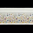 Zazdrostka biało, żółta  z etaminy zdobiona nadrukiem kwiatów i koronką 150x30 cm tunel ROZALIE Eurofirany