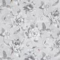 Zasłona srebrno, stalowa zdobiona nadrukiem kwiatów 140x250 cm przelotka SIENNA Eurofirany