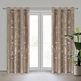 Zasłona brązowo, złota z błyszczącym nadrukiem z welwetu, złote przelotki 140x250 cm MOLLY Eurofirany