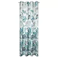 Zasłona granatowo, turkusowa zdobiona nadrukiem roślinnym 140x250 przelotka PILAR Eurofirany