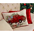 Poszewka na poduszkę świąteczna 35x50 cm czerwono, zielona zdobiona haftem autka Eurofirany