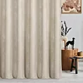 Zasłona szyta na przelotkach beżowa z tkaniny o szenilowej strukturze