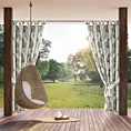 Zasłona beżowo, zielona z wodoodpornej tkaniny idealna do ogrodu i na taras 155x220 cm szelki/rzep GARDEN Eurofirany