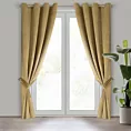 Zasłona ciemnobeżowa z tkaniny welwetowej, troczek w zestwie 140x270 cm przelotka  ANTARA Eurofirany