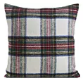 Poszewka na poduszkę świąteczna 45x45 cm kremowo, czerwona z motywem szkockiej kraty Eurofirany