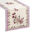 Bieżnik na stół fioletowo, kremowy 45x140 cm gobelinowy z motywem kwiatów