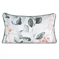 Poduszka dwustronna 45 x 30 cm welwetowa biało, zielona z motywem roślinnym z wypustką na brzegach JULIET EUROFIRANY PREMIUM