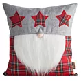 Poszewka na poduszkę świąteczna 45x45 cm czerwono, srebrna zdobiona aplikacja skrzata Eurofirany
