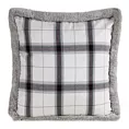 Poszewka na poduszkę 45x45 cm bawełniana w kratkę z bokami obszytymi futerkiem biało, stalowa Eurofirany