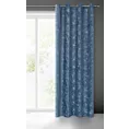 Zasłona ciemnoniebieska z trójwymiarowym wzorem liści, welwetowa 140x250 cm przelotka LIVIA Eurofirany