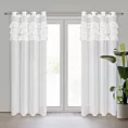 Firana biała z etaminy zdobiona falbanami 140x250 cm przelotka SAMI Eurofirany