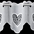 Tkanina firanowa zazdrostka zdobiona ażurowym haftem serca Eurofirany