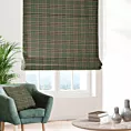 Roleta rzymska zielona z tkaniny gobelinowej o wzorze w kratę