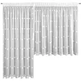 Komplet białych firan 2 szt na okno balkonowe zdobiona haftowanymi drobnymi srebrnymi kwiatuszkami 400x160 cm / 200x250 cm taśma Eurofirany