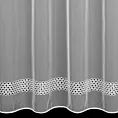 Firana szyta na przelotkach biała z matowego PERU, zdobiona ażurowym haftem w kółeczka tworząc poziome pasy