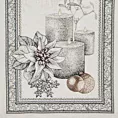 Obrus popielato, srebrny 140x180 cm gobelinowy CANDL z mieszanki włókien zdobiony wzorem świątecznym