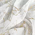 Firana biało, szampańska zdobiona nadrukiem marmurku, złote przelotki 140x250 cm MARTA Eurofirany