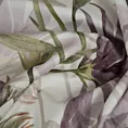 Zasłona fioletowo, zielona z motywem malowanych kwiatów z welwetu 140x250 cm przelotka TESSA Eurofirany