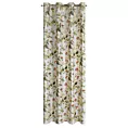 Zasłona biało, oliwkowa w kwiaty z tkaniny welwetowej 140x250 cm przelotka ALEA Eurofirany