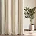 Zasłona szyta na przelotkach jasnobeżowa z tkaniny o jodełkowym splocie z wzorem w pasy