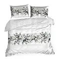 Pościel 220x200 cm bawełniana kolor biały, jasnomiętowy dwustronna z wzorem kwiatów i krateczki NIKA 56 Eurofirany