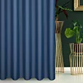 Zasłona szyta na taśmie fala granatowa z gładkiej tkaniny zaciemniającej typu dimout wykończona obciążnikiem