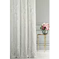 Zasłona szyta na taśmie fala AURORA kremowa z pięknym malarskim wzorem roślinnym