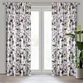 Zasłona biało, stalowa z wyrazistym splotem we wzór kwiatowy 140x270 cm taśma/szelki NIKA Eurofirany