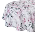 Obrus okrągły biało, różowy średnica 150 cm wodoodporny GARDEN na taras oraz balkon