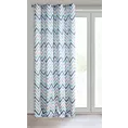 Zasłona biało, niebieska we wzór geometryczny 140x250 cm przelotka NASTIA Eurofirany