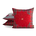 Poszewka na poduszkę świąteczna 45x45 cm czerwono, zielona w kratę i zdobiona haftem Eurofirany