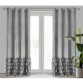 Zasłona srebrna zdobiona falbanami i lśniącymi akcentami z welwetu 140x250 cm przelotka CARLI Eurofirany