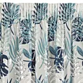 Dekoracja okienna biało, granatowa z motywem botanicznym i błyszczącym nadrukiem 140x270 taśma MALTA Eurofirany