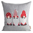 Poszewka na poduszkę świąteczna 45x45 cm srebrno, czerwona zdobiona haftowanym motywem skrzatów Eurofirany