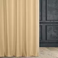 Zasłona szyta na przelotkach złoto jasnobeżowa z miękkiej półmatowej tkaniny welwetowej