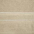 Ręcznik do rąk 30x50 cm bawełniany kolor beżowy z welwetową bordiurą i kontrastującymi paseczkami 500 g/m2 SIBEL Eurofirany