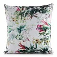 Poszewka na poduszkę 45x45 cm z tkaniny wodoodpornej na taras oraz balkon zdobiona nadrukiem subtelnych kwiatów biało, zielona GARDEN Eurofirany