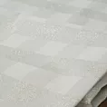 Obrus na stół kremowy 85x85 cm z żakardowej tkaniny FLASH świąteczny w krateczkę przetykany jasnozłotą nicią