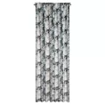 Zasłona kremowo, niebieska zdobiona nadrukiem kwiatów z welwetu 140x270 cm taśma LUCIA Eurofirany